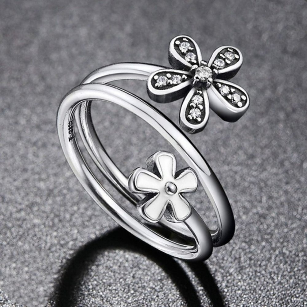 🎀925 Silver Plated New Fashion Cute Flower Design Ring, GPMB1504-8